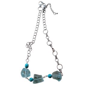Silver and Blue Modern Necklace with Artistic Design